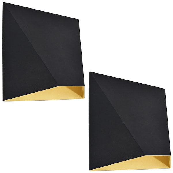 Luxrite Outdoor LED Black and Gold Wall Sconce 12W 3CCT 3000K-5000K 8 Inch Aluminum IP65 ETL Listed, 2PK LR40323-2PK - main
